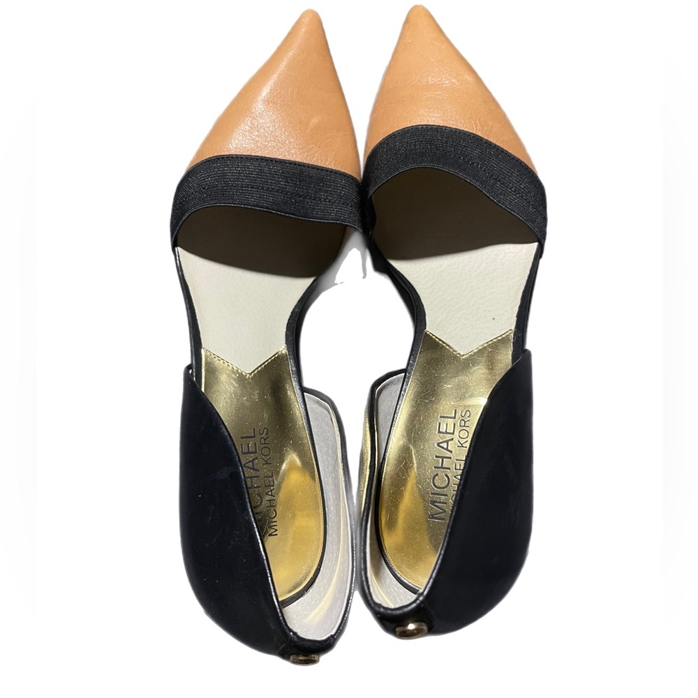 Michael Kors Julieta D'orday Pump Size 9 Suntan/Black Leather Heels Shoes